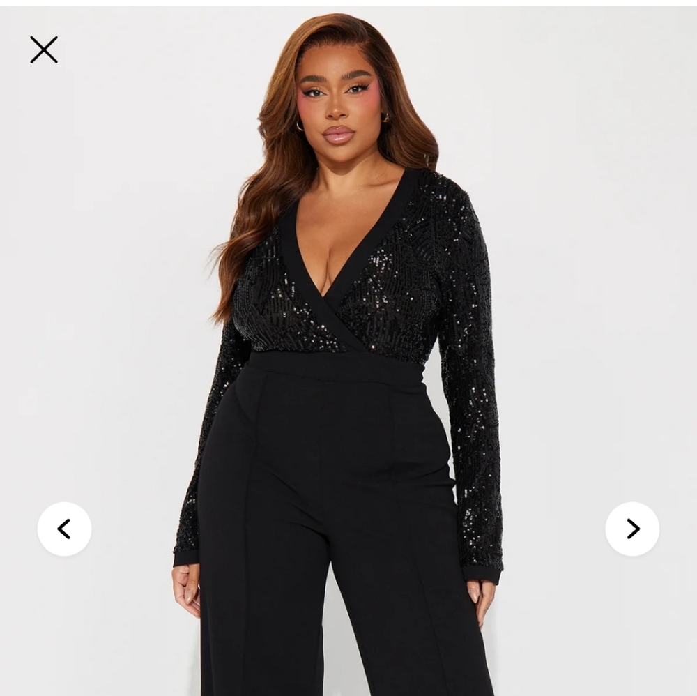 NWT Fashion Nova Glamour And Glitz Sequin Black Jumpsuit